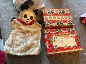 VINTAGE PANDA 1950's HAND PUPPET WITH ORIGINAL XMAS BOX - Picture 1 of 5