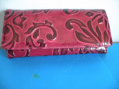 Cartera sin asas estilo sobre borgoña en relieve hecha por MC nueva O4 Foto 1 de 4