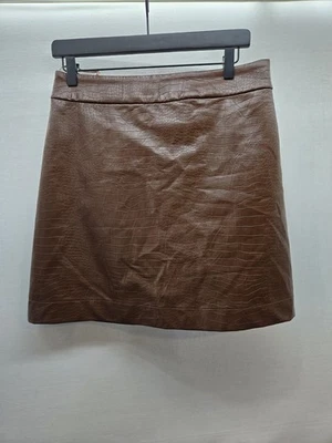 Falda corta J Crew para mujer imitación cuero cocodrilo marrón talla 6 Foto 1 de 4