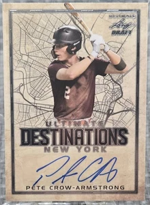 PETE CROW-ARMSTRONG ROOKIE AUTO 2020 LEAF DRAFT ULTIMATE DESTINATIONS CUBS - Picture 1 of 2