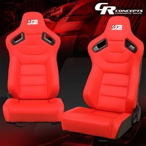 PAR J2 ROJO/BLANCO 38""H X 21""W X 23""D RECLINABLE ASIENTO TRASERO DE CARRERAS - Imagen 1 de 9