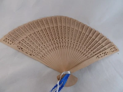 Vintage Folding Fan Wooden Traditional Wedding Fan Intricate Detail - Image 1 of 3