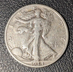 Walking Liberty Half Dollar 1934 P - One (1) 90% Silver Coin, Circulated - Picture 1 of 5