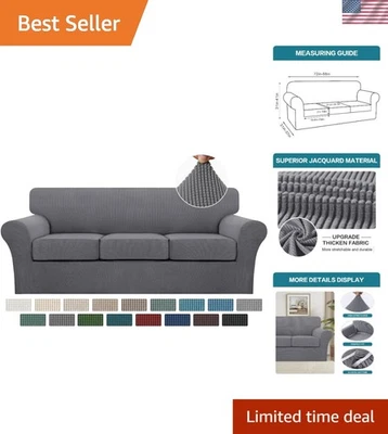 Elegantes fundas de sofá de 4 piezas para sofá de 3 cojines - Fundas de jacquard duraderas Foto 1 de 4