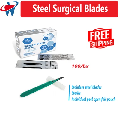 Cuchillas quirúrgicas, hoja estéril de acero inoxidable #10 #11 #12 #15 #20 #21 #22, 100/Anx, EE. UU. Foto 1 de 4