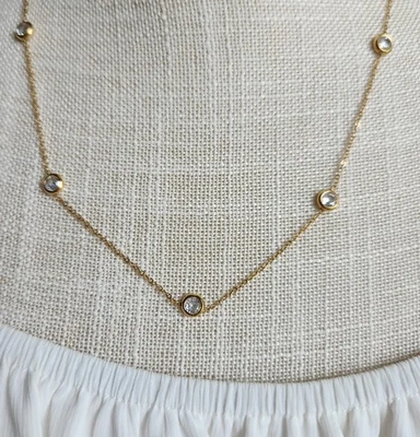 Collar Estación Cristal Tono Dorado | 16"–18" Ajustable | Fabricante Etiqueta "B" Foto 1 de 4