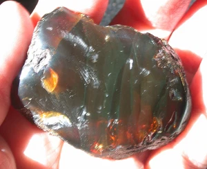 Gorgeous Deep Green AMBER Fossil Gemstone Large 27 grams Piece TOP Quality - Picture 1 of 10