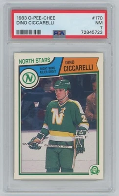 1983 O-Pee-Chee Hockey Dino Ciccarelli 170 Minnesota North Stars PSA 7 - Image 1 of 2