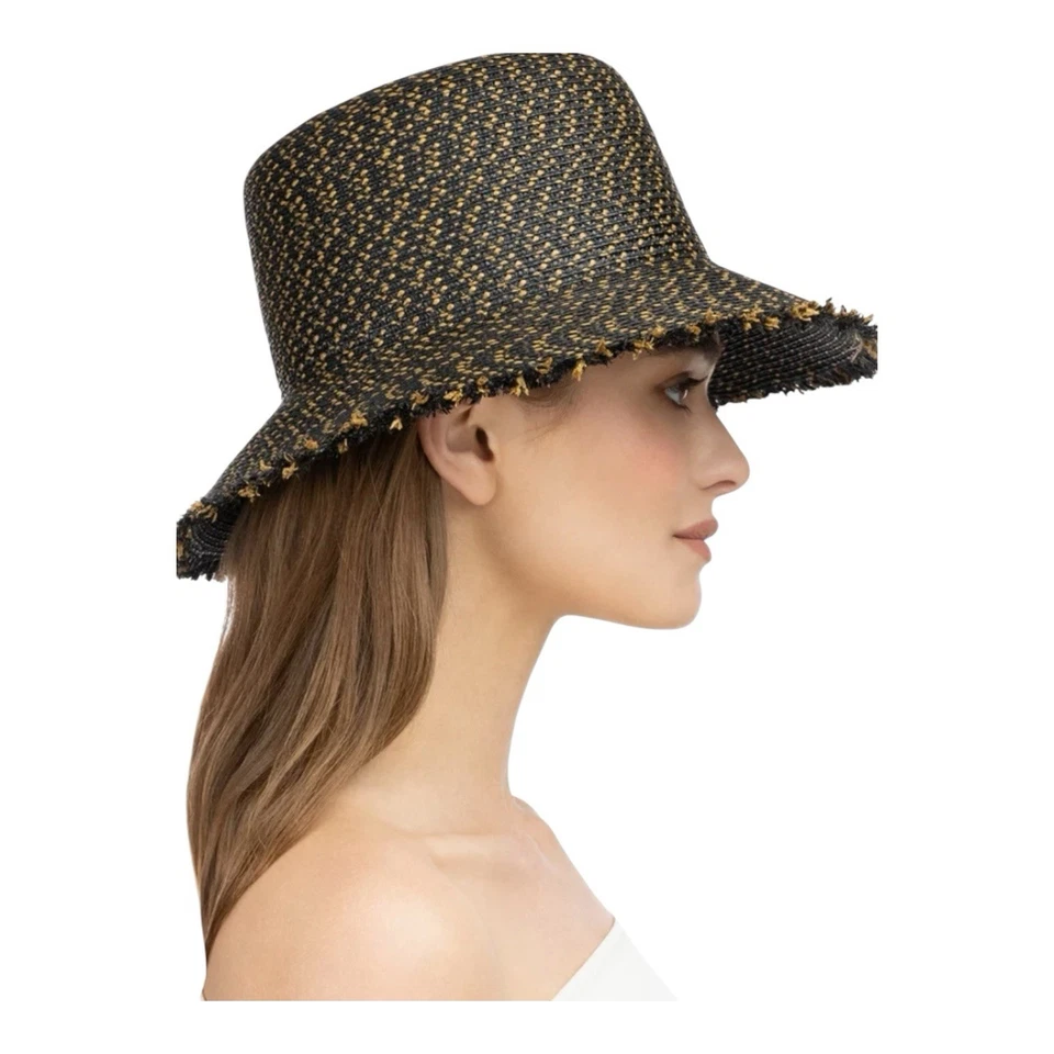Eric Javits сплетенный Squishee ведро шляпа черный пятна женщин один размер - Изображение 1 из 4
