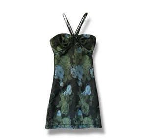 Vestido Max Studio Midi Para Mujer S Y2K Caprimigoth Floral Tirantes Negro Verde Azul - Imagen 1 de 9