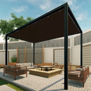 PATIO 13-22FT Brown Sun Shade Sail Straight Edge UV Block Awning Yard Rectangle - Picture 1 of 9