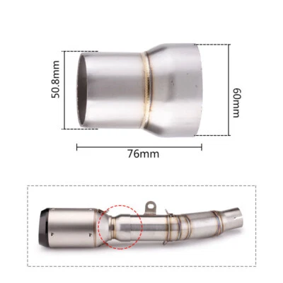 Stainless Steel Motorcycle Exhaust Pipe Adapter Connector Tube 51mm to 60mm - Image 1 of 3
