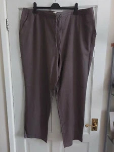 Womens Elasticated Waist Wide Leg With Pockets Trousers  Brown Size Uk 28 - Picture 1 of 5