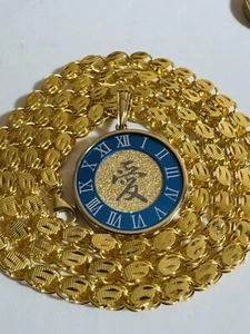 Pure Au750 18K Gold Chain 5mm Love Blue/Gold Set Necklace 17.43g 17.5”/18 inch - Picture 1 of 24