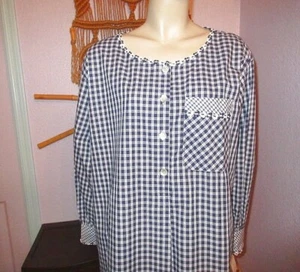 90s Vtg Eileen West Gingham Nightgown Size S Embroidered Cotton Country Cottage - Picture 1 of 12