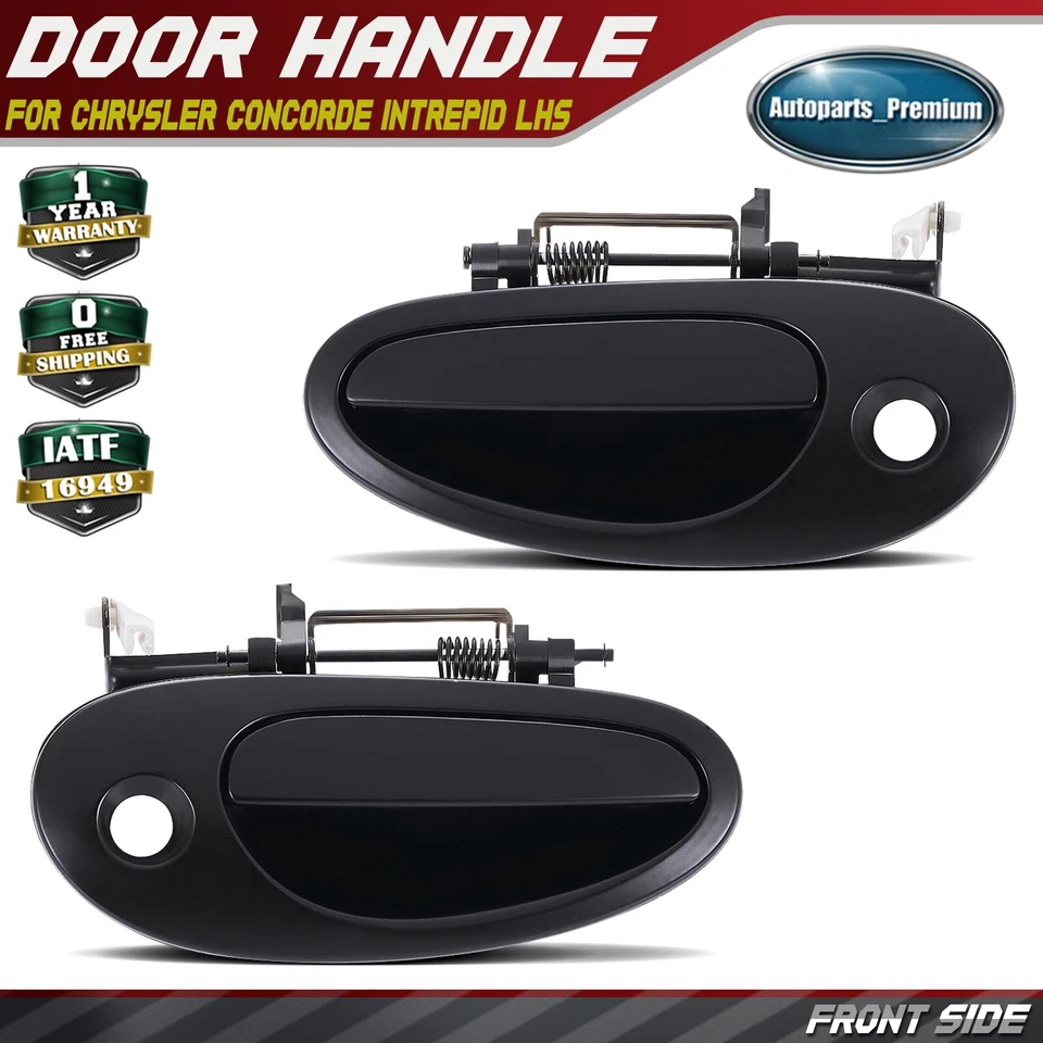2x Front Left & Right Black Exterior Handle w/ keyhole for Chrysler Intrepid LHS - Image 1 of 4