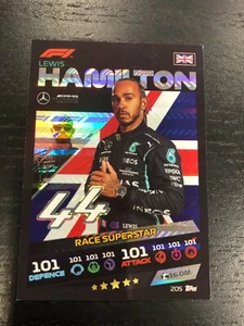 F1 TURBO ATTAX TRADING CARD GAME 2021 RACE SUPERSTAR HAMILTON n 205 NEW - Picture 1 of 2