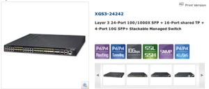 Planet Networking SWITCH Managed 3 Layer mod.XGS3-24242 - Imagen 1 de 12