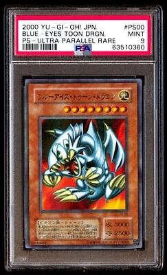 PSA 9 Mint Blue-Eyes Toon Dragon PS-00 Pharaoh's Servant Parallel 2000 Japanese - Image 1 of 2