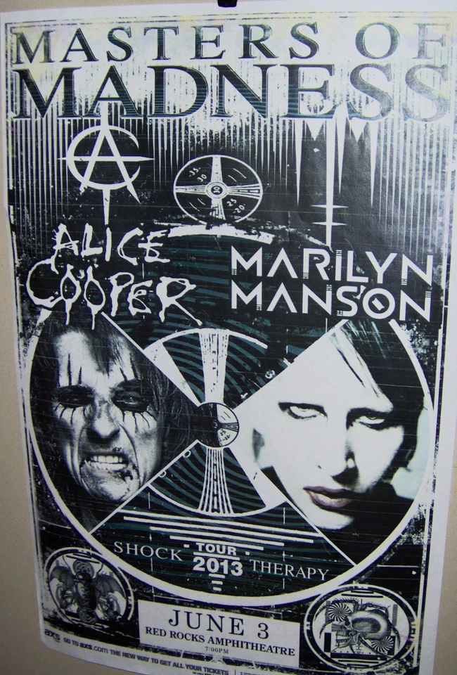 ALICE COOPER & MARILYN MANSON in Concert Show Poster Denver Co 2013 Very COOL - Image 1 of 1