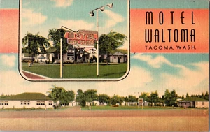 Postkarte Motel Waltoma Tacoma Washington Bettwäsche nicht verschickt - Bild 1 von 2