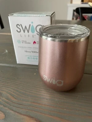Swig Life 12 oz Stainless Steel Stemless Cup Rose Gold NEW IN BOX - Image 1 of 3
