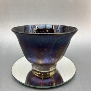 Martha Henry Vintage Studio Art Glass 5” Purple Bowl Iridescent Purple Signed - Picture 1 of 13