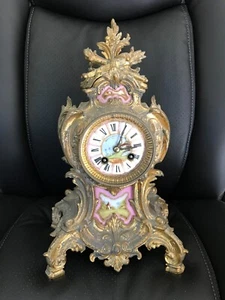 Wonderful Antique Metal & Enameled Ormolu Clock - AOO pkb - Picture 1 of 9