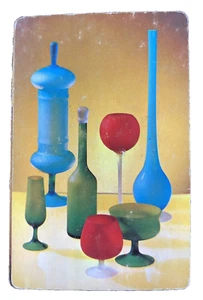 Tarjetas de Juego Botellas Botellas Gafas Naturaleza Muerta Estrella Dust Años 60 De Colección - Imagen 1 de 2