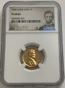 1960 P NGC PF68 RD LARGE DATE RED PROOF LINCOLN MEMORIAL PENNY 1C ONE CENT PORT - Picture 1 of 3