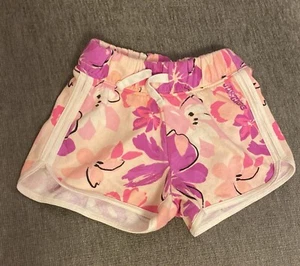 Justice Girls Pink Coral Orange Peach Floral Flowers Sweat Shorts Size 6/6x - Picture 1 of 3