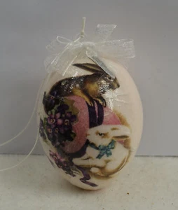 Decoración de Pascua, huevo de Pascua, decoración, huevo, plástico, hecho a mano, conejo, flores - Imagen 1 de 2