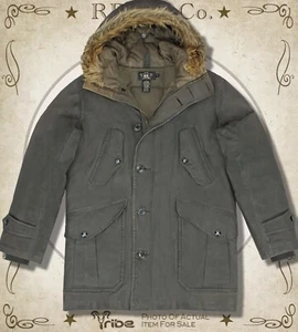 RRL Ralph Lauren Para Hombres Abrigo Parka Acolchado Abrigo Verde Con Capucha Tela de Aceite $1190 - Imagen 1 de 5