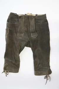Kniebund Lederhose Hirschleder Handarbeit weich mit Stickerei grünbraun Gr.46 - Bild 1 von 9