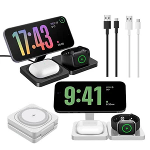 3in1 Foldable Magnetic Wireless Charger Dock Station For Apple Watch iPhone 16 - Picture 1 of 16