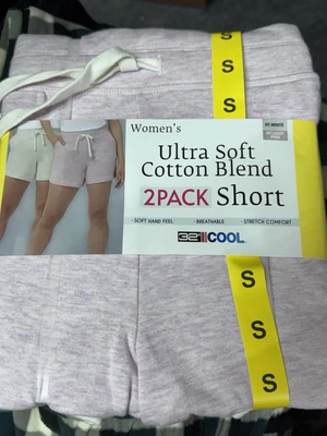 Pantalones cortos para mujer 32 DegreeUltra Soft paquete de 2 SM. Rosa y Blanco ¡Nuevo! Foto 1 de 2