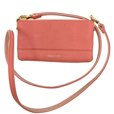 Oroton Coral Leather Mini Crossbody Phone Card Bag - Image 1 of 4