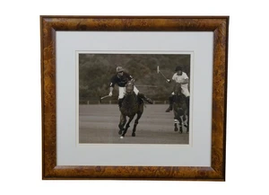 Trowbridge Blanco y Negro Jugadores de Polo Caballo Ecuestre Fotografía Impresión Burl 25" - Imagen 1 de 11