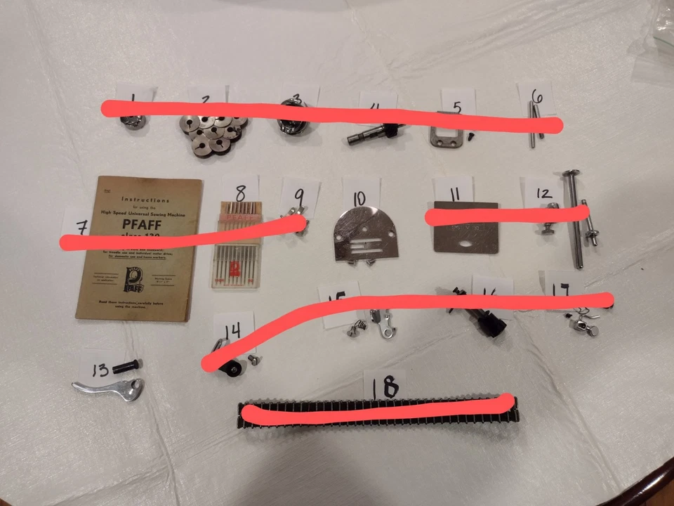 Piezas de máquina de coser vintage PFAFF 130 serie NO. 4169350 230 260 Foto 1 de 1