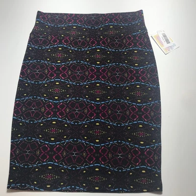 LulaRoe Cassie Falda Mujer M Negro Azul Rosa Geométrico Estampado Boho Lápiz Nuevo con Etiquetas Foto 1 de 4