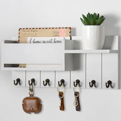 Key Holder Wall Mount - Decorative Key Rack and Mail Organizer with 7 Key Hoo... - Image 1 of 4