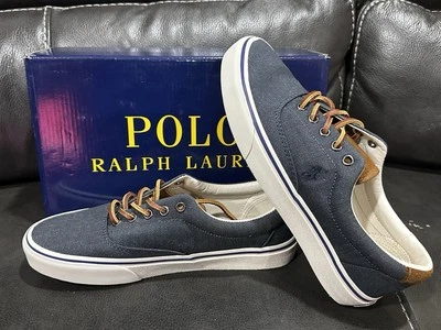 Polo Ralph Lauren Keaton Pony Lona Barco Zapatos Para Hombres Talla 7.5 Azul Foto 1 de 4
