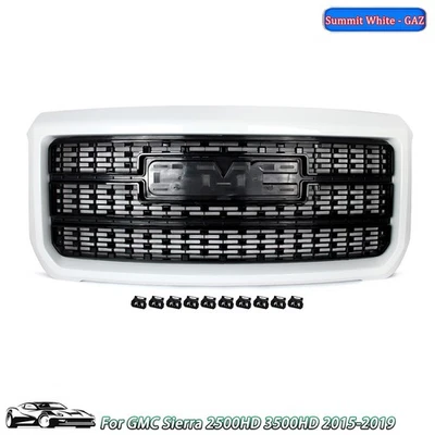 Summit White Front Bumper Upper Grille For GMC Sierra 2500HD 3500HD 2015-2019 Foto 1 de 4