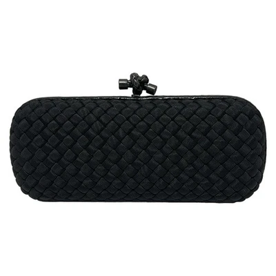 Autêntica BOTTEGA VENETA Intrecciato - Bolsa de mão de couro preto acetinado - Imagem 1 de 4