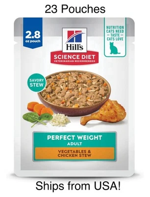 Hill's Science Diet Perfect Weight Wet Cat Food Vegetables/Chicken Stew 23 Units - Image 1 of 4
