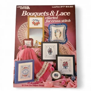 Bouquets & Lace Cross Stitch Patterns LEISURE ARTS Leaflet 217 19 Designs Floral - Picture 1 of 4