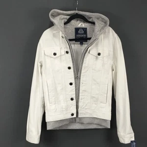 American Rag Jacket Mens Small White Chalk Wash Hooded Denim Layered Look New - Picture 1 of 12