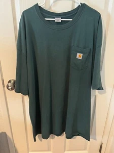 T-shirt uomo Carhartt Henley taglia 3XL verde 100% cotone manica corta tasca - Foto 1 di 4