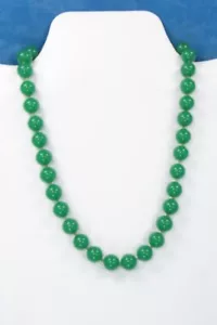 Vintage chinesische kaiserlich grüne Pekingglas Perlenkette 14K Gelbgold Verschluss - Bild 1 von 12