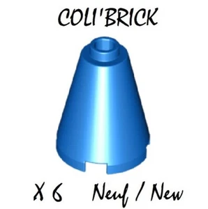 Lego 3942c - 6x Brique Cône / Brick Cone 2x2x2 - Bleu / Blue - 14918 New Neuf - Imagen 1 de 1